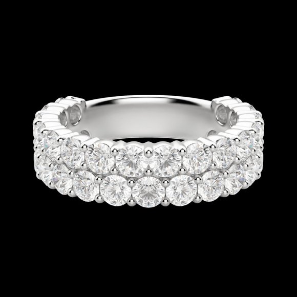 Round Cut Pavé Semi-Eternity Band (1 1/4 Tcw), Lab Grown Diamonds - Picture 3 of 9